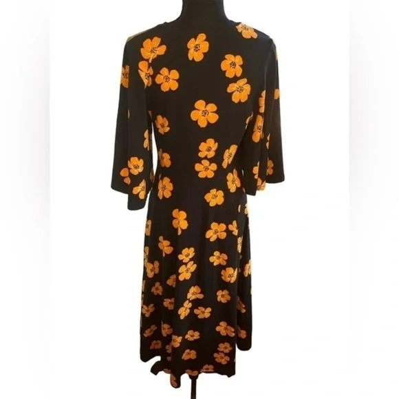 Who What Wear‎ Bell Sleeve Crewneck A-Line Dress | Black & Orange | Size… - Picture 4 of 9